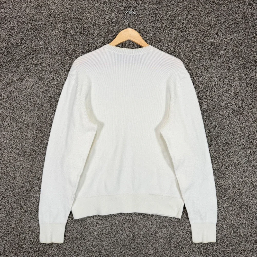 Rag & Bone Sweater Mens XL White Organic Cotton Blend Crewneck Ribbed Stretch